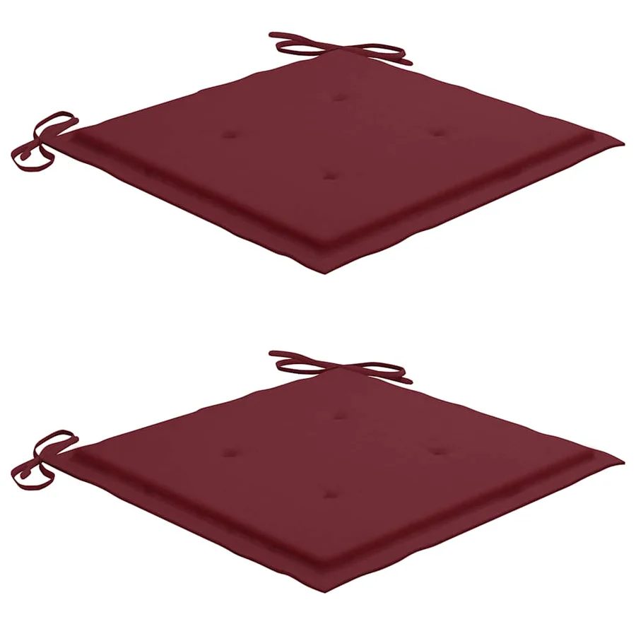 Chaises de jardin lot de 2 coussins rouge bordeaux Teck massif - 6