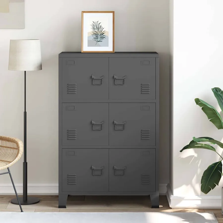 Coffre de rangement industriel Anthracite 75x40x115 cm Métal - 3