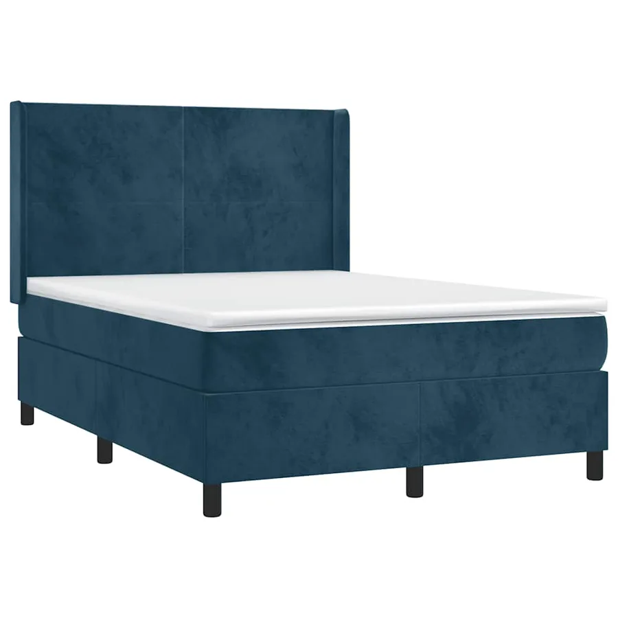 Sommier à lattes de lit matelas et LED Bleu foncé 140x190 cm - 3