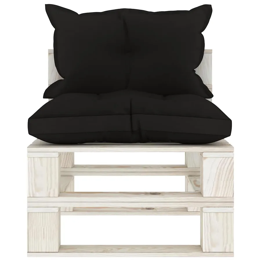 Canapé de milieu palette de jardin avec coussins noir Bois - 2
