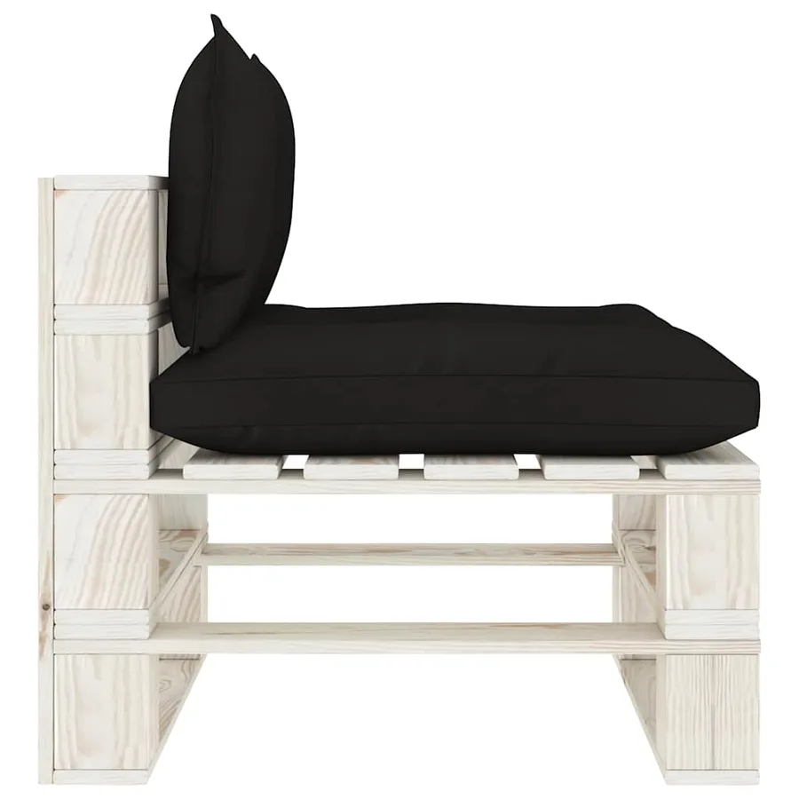 Canapé de milieu palette de jardin avec coussins noir Bois - 3