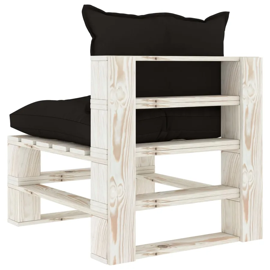 Canapé de milieu palette de jardin avec coussins noir Bois - 4