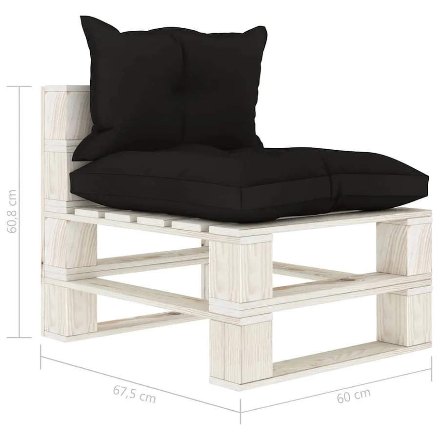 Canapé de milieu palette de jardin avec coussins noir Bois - 6