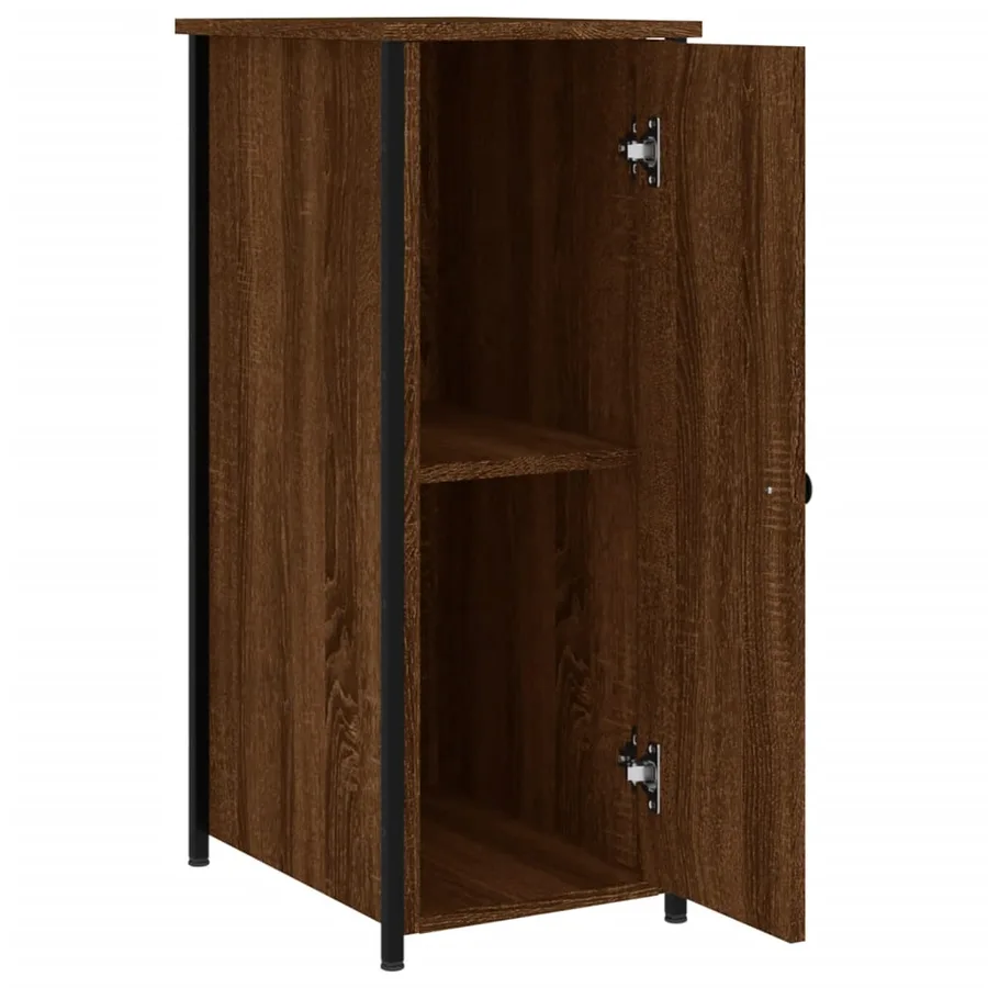Table de chevet chêne marron 32x42x80 cm bois d'ingénierie - 6