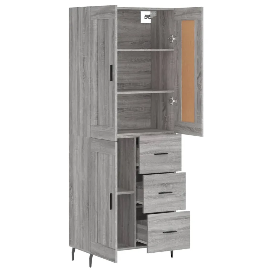 Buffet haut Sonoma gris 69,5x34x180 cm Bois d'ingénierie - 4