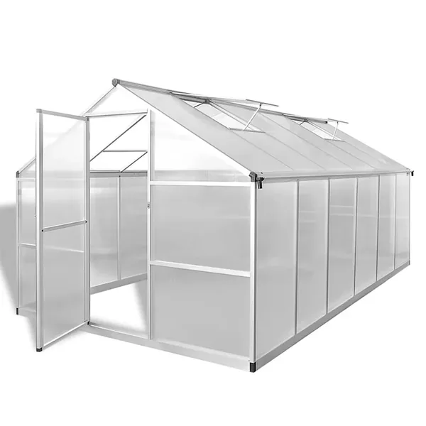 Serre renforcée en aluminium avec cadre de base 9,025 m²