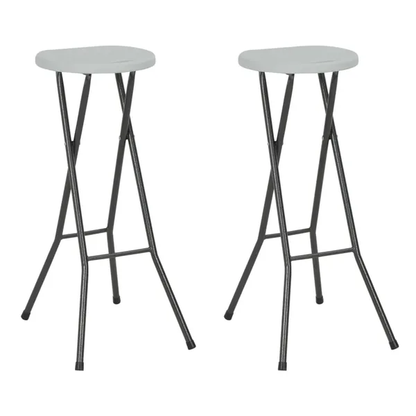 Tabourets de bar pliables lot de 2 PEHD et acier Blanc