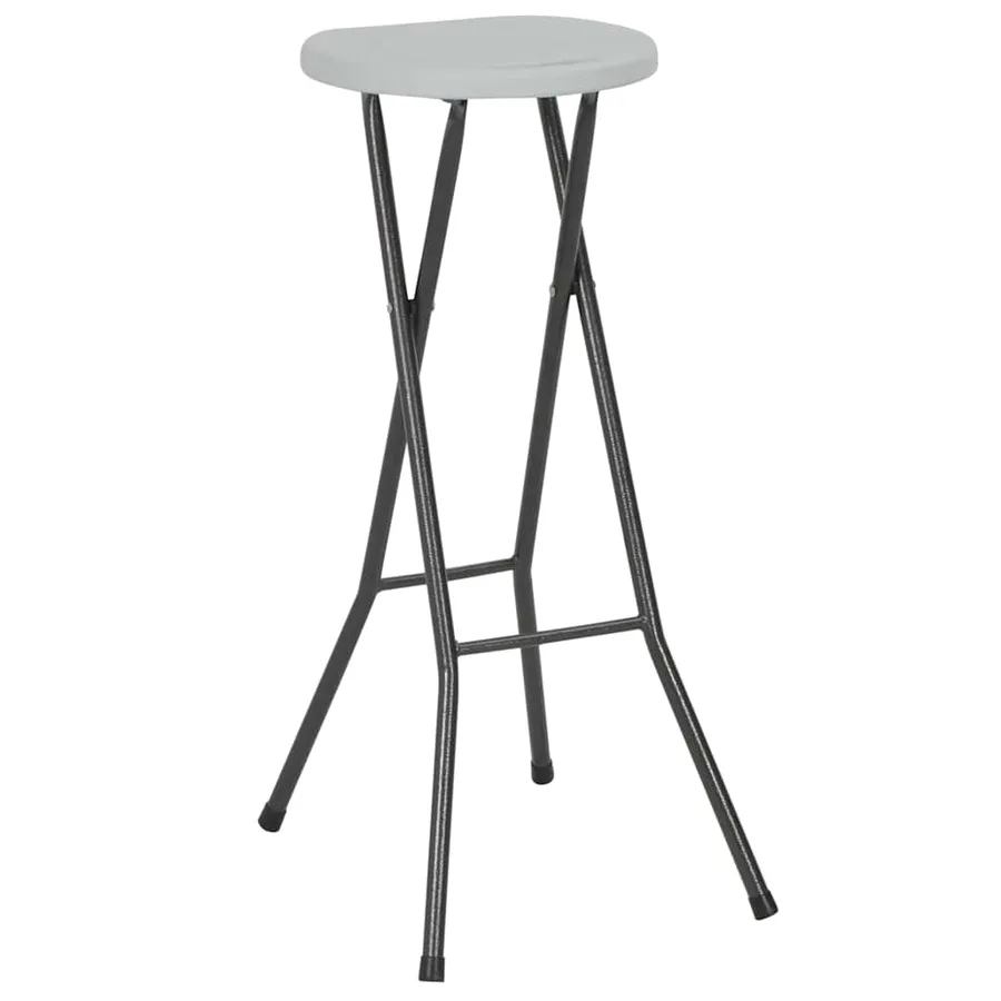 Tabourets de bar pliables lot de 2 PEHD et acier Blanc - 2