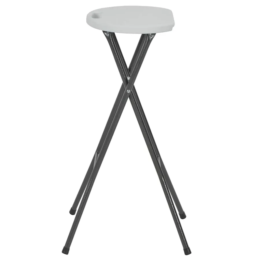 Tabourets de bar pliables lot de 2 PEHD et acier Blanc - 3