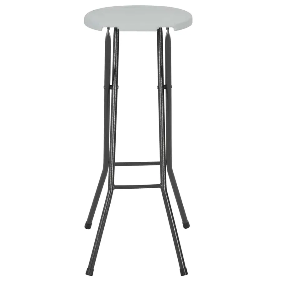Tabourets de bar pliables lot de 2 PEHD et acier Blanc - 4