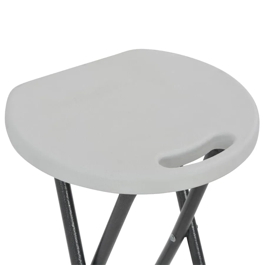 Tabourets de bar pliables lot de 2 PEHD et acier Blanc - 6