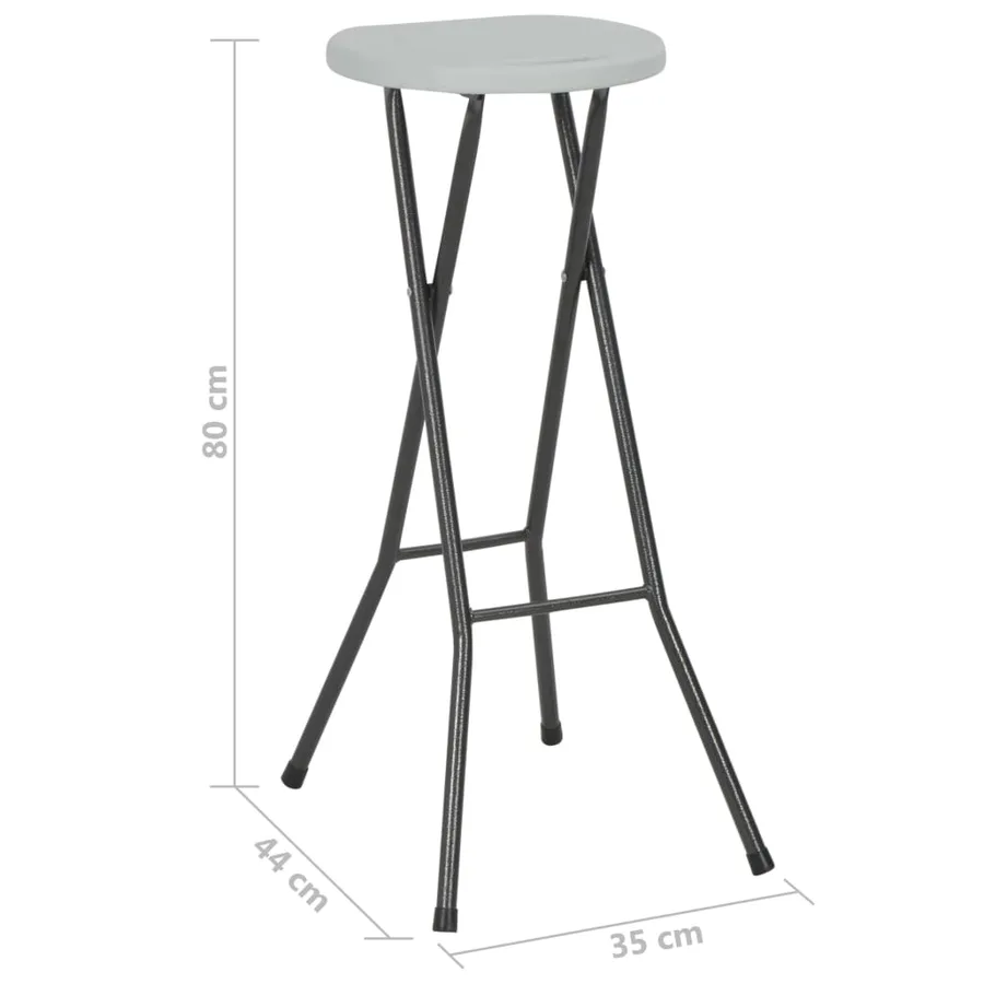 Tabourets de bar pliables lot de 2 PEHD et acier Blanc - 8