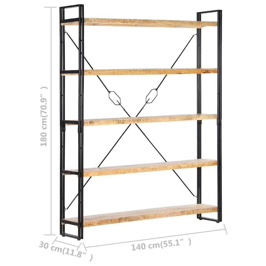 Bibliothèque à 5 niveaux 140x30x180 cm Bois de manguier solide - 6