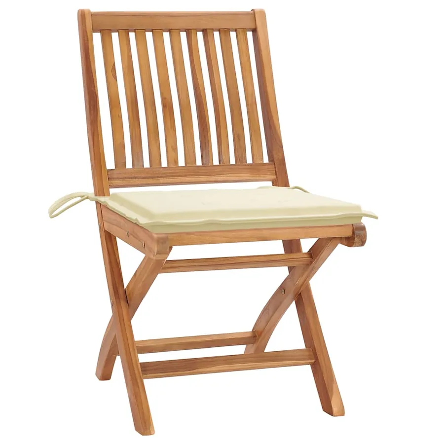 Chaises pliables de jardin avec coussins lot de 4 Teck solide - 2