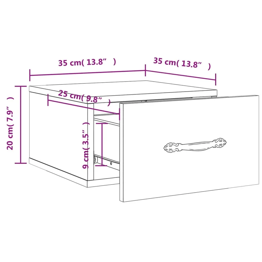 Tables de chevet murales 2 pcs sonoma gris 35x35x20 cm - 13