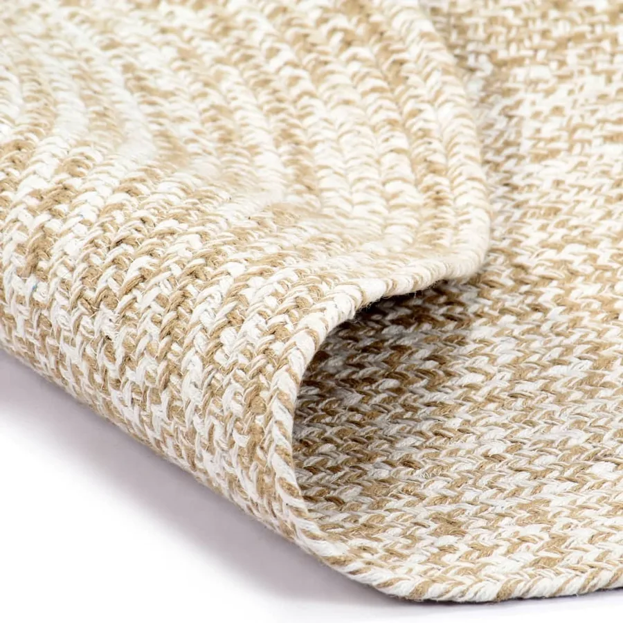 Tapis fait à la main Jute Blanc et marron 210 cm - 2