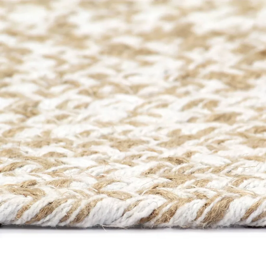Tapis fait à la main Jute Blanc et marron 210 cm - 3