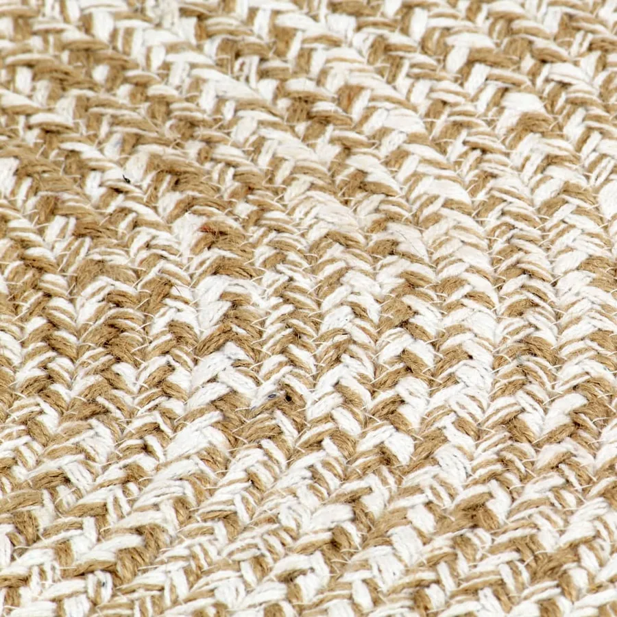 Tapis fait à la main Jute Blanc et marron 210 cm - 4
