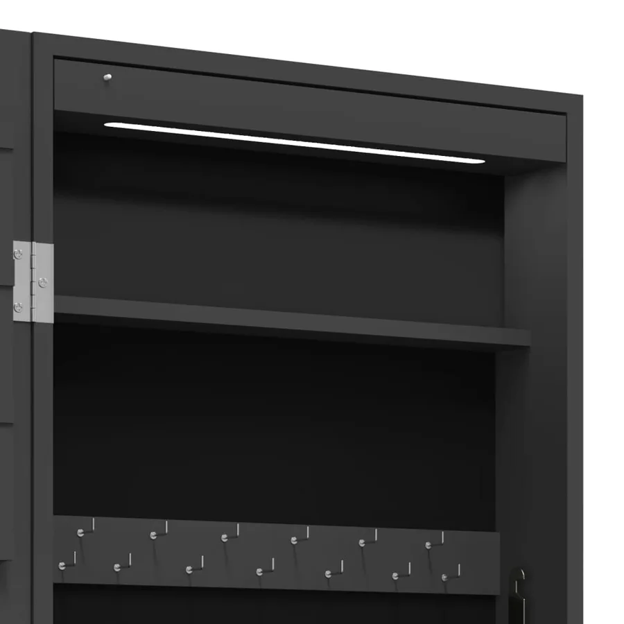 Armoire à bijoux avec miroir et éclairage LED mural noir - 11
