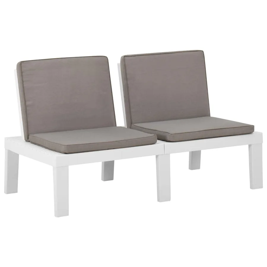 Bancs de salon de jardin avec coussins lot de 2 Plastique Blanc - 4