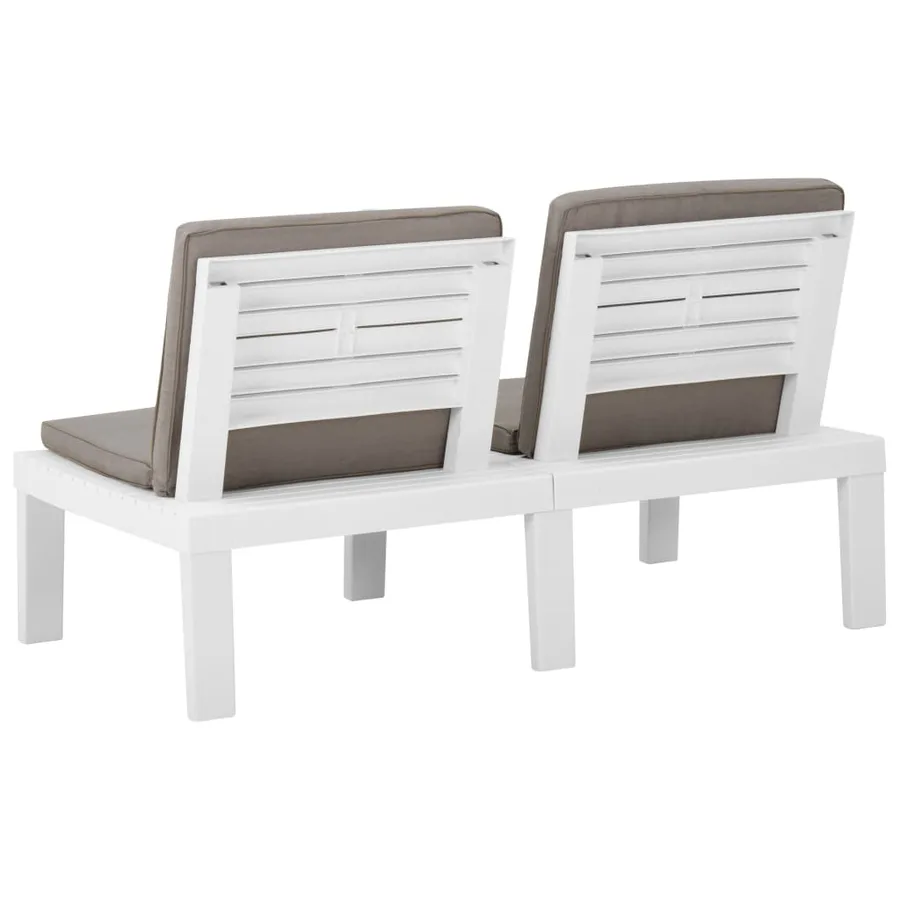 Bancs de salon de jardin avec coussins lot de 2 Plastique Blanc - 7