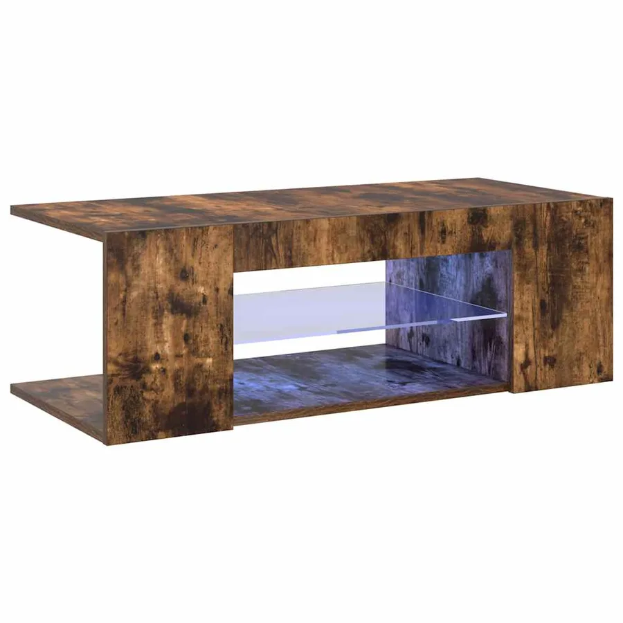 Meuble TV avec lumières LED Chêne fumé 90x39x30 cm - 2