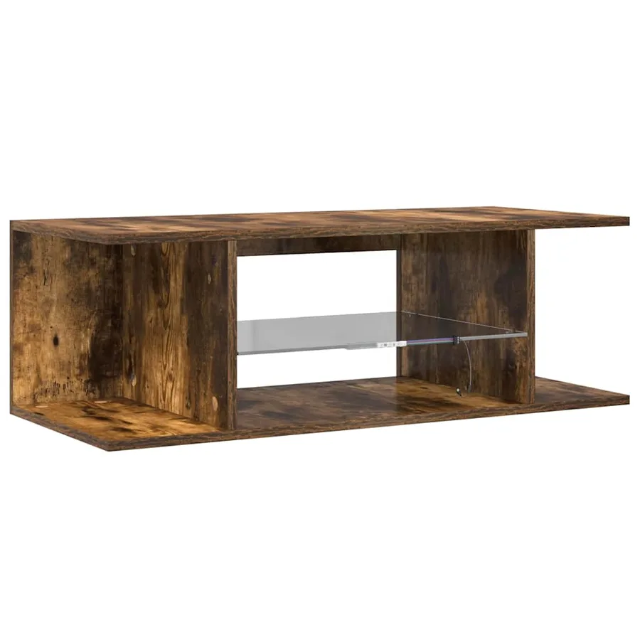 Meuble TV avec lumières LED Chêne fumé 90x39x30 cm - 7