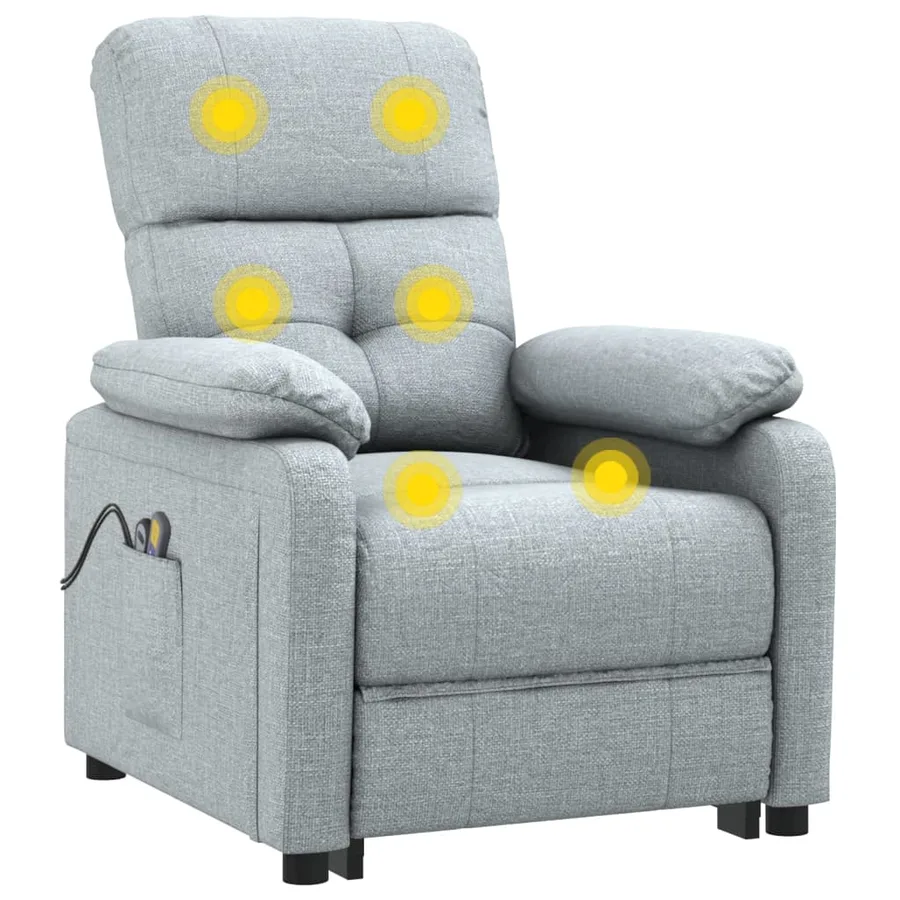 Fauteuil électrique de massage Gris clair Tissu - 7