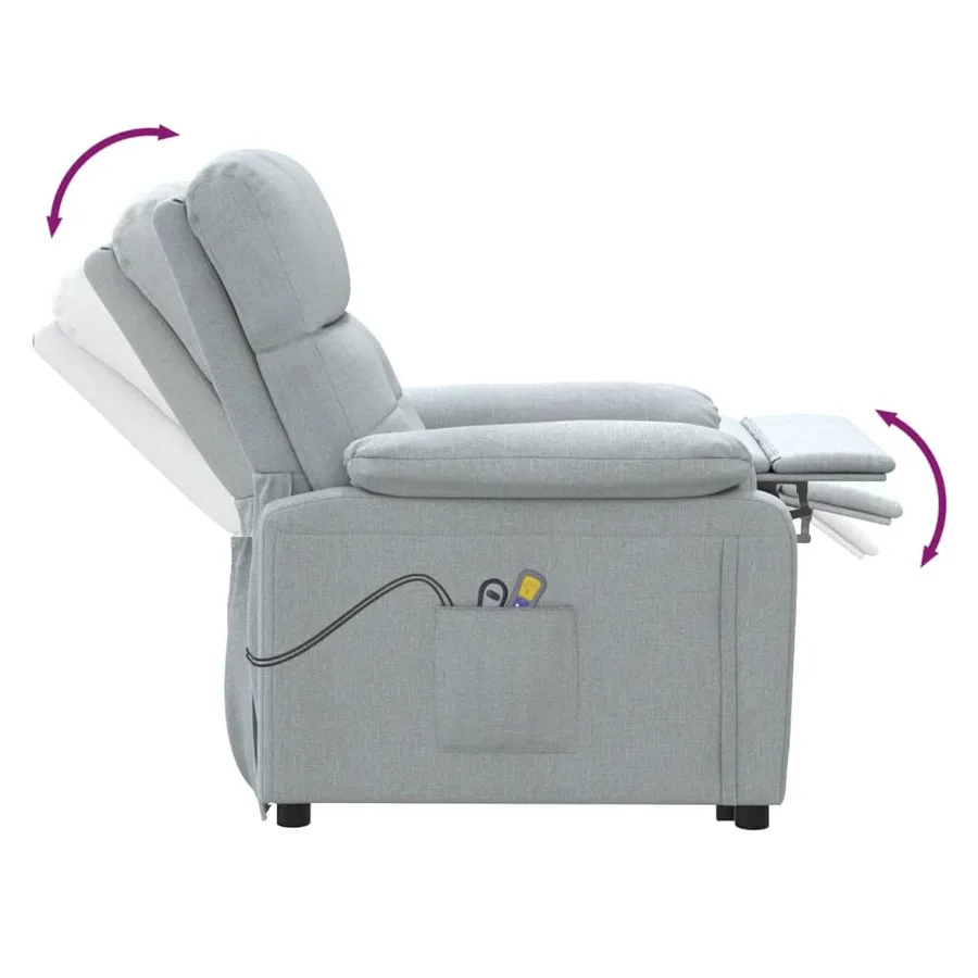 Fauteuil électrique de massage Gris clair Tissu - 8