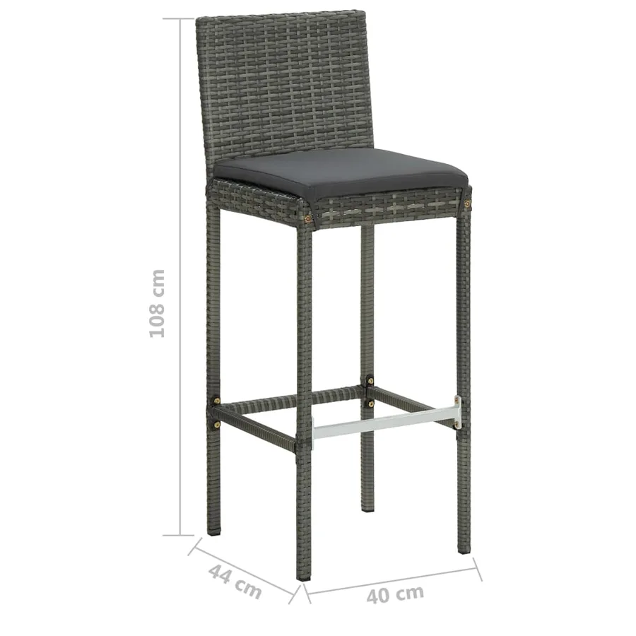 Ensemble de bar de jardin 9 pcs et coussins Résine tressée Gris - 12