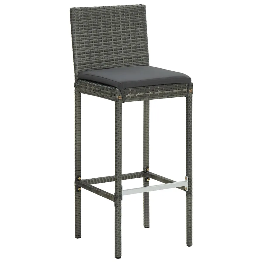 Ensemble de bar de jardin 9 pcs et coussins Résine tressée Gris - 8