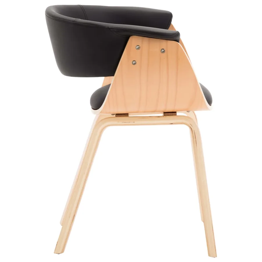 Chaises à manger lot de 6 noir bois courbé et similicuir - 6