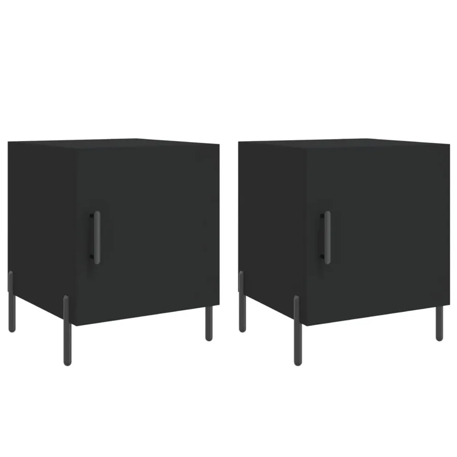 Tables de chevet 2 pcs noir 40x40x50 cm bois d’ingénierie - 2