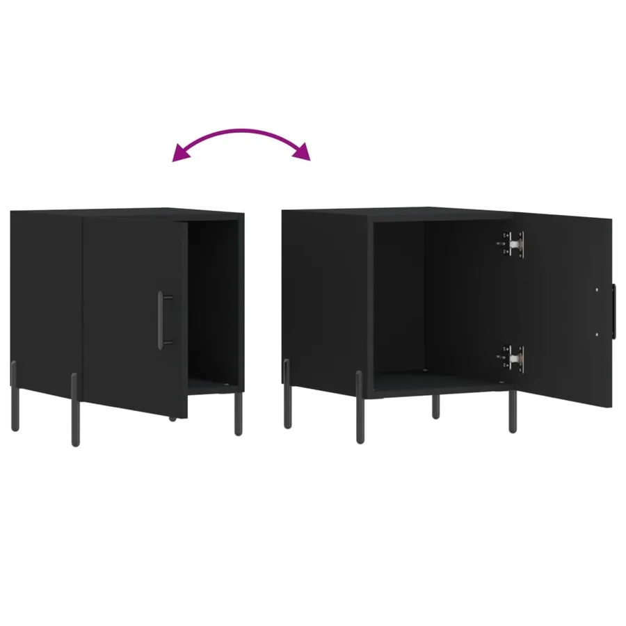 Tables de chevet 2 pcs noir 40x40x50 cm bois d’ingénierie - 9