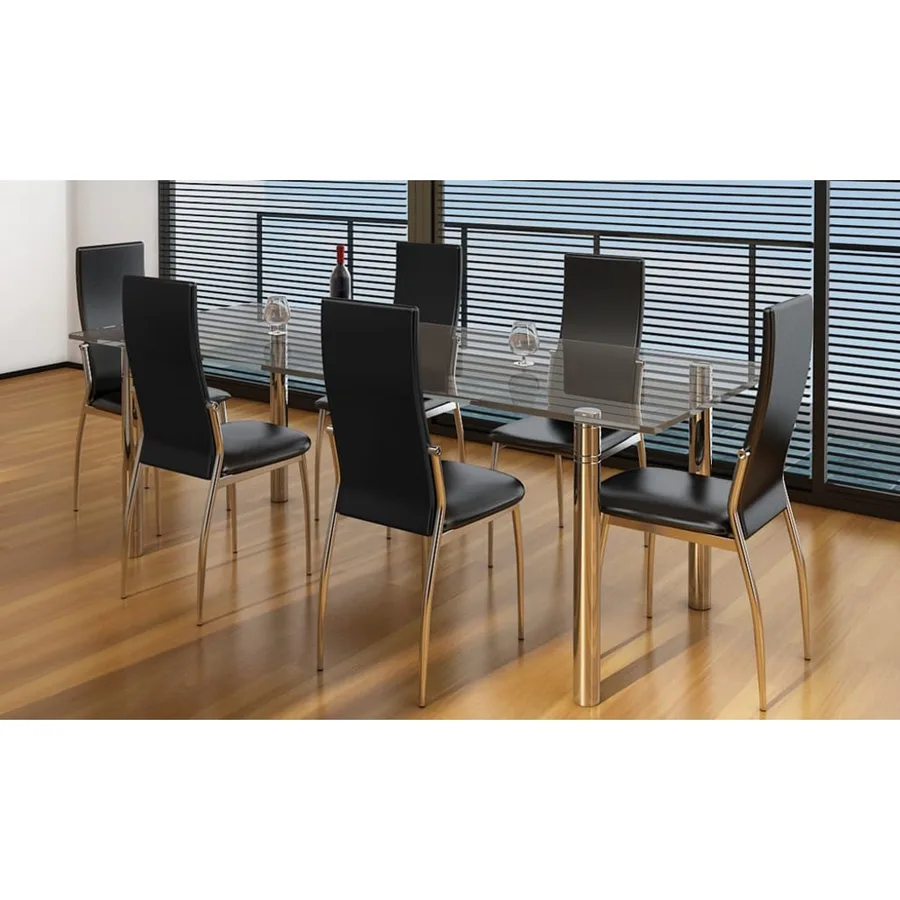 Chaises à manger lot de 6 noir similicuir - 2