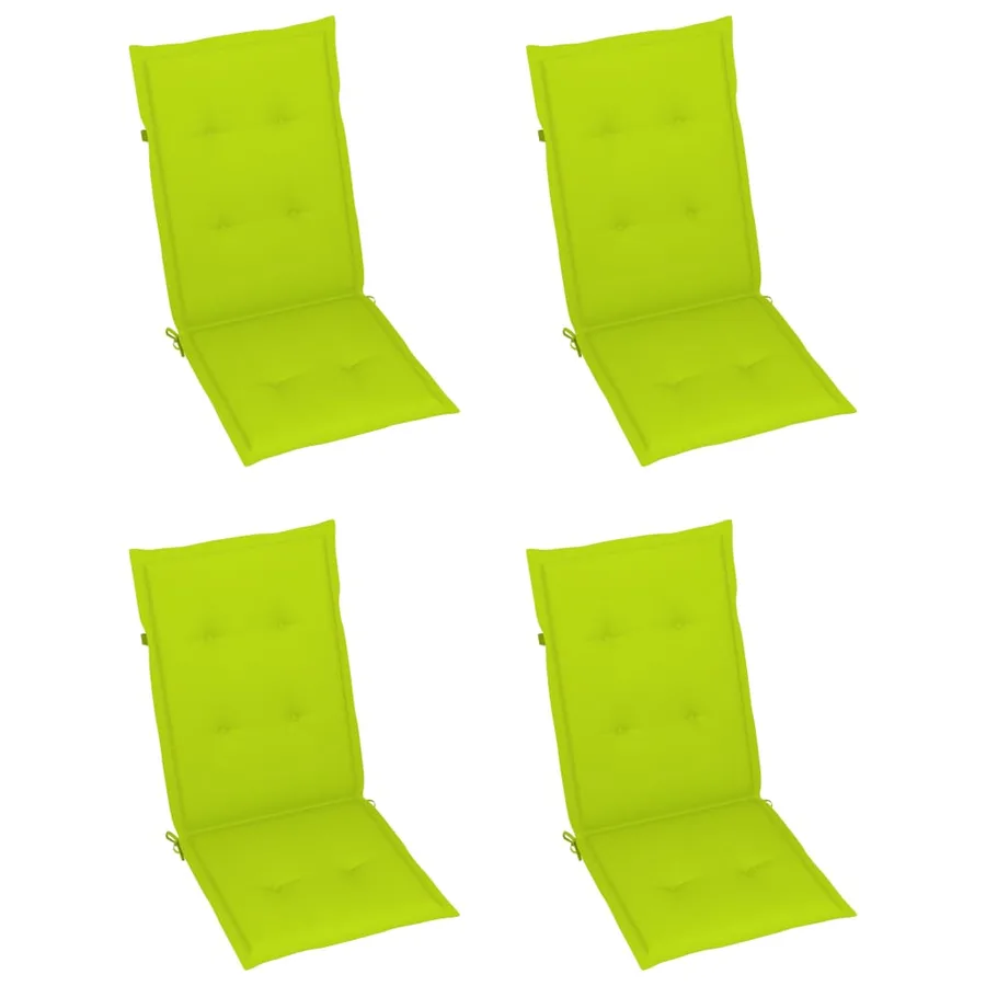 Chaises de jardin lot de 4 avec coussins vert vif Bois de teck - 6
