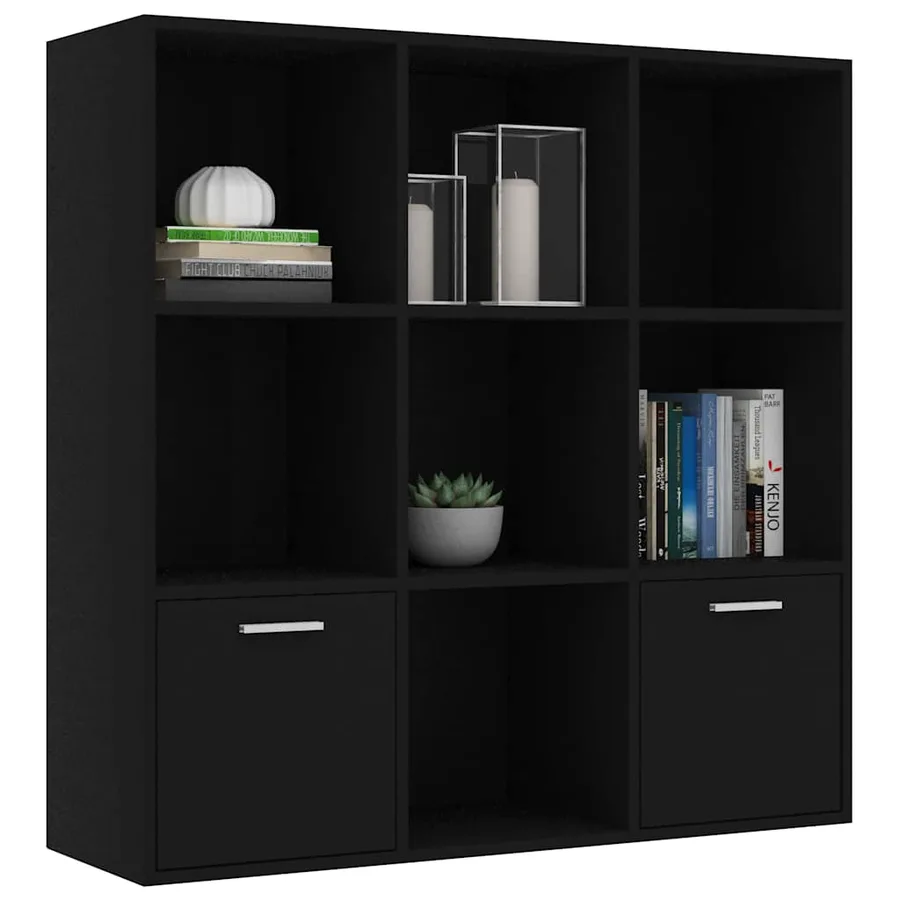 Bibliothèque Noir 98x30x98 cm Bois d’ingénierie - 3