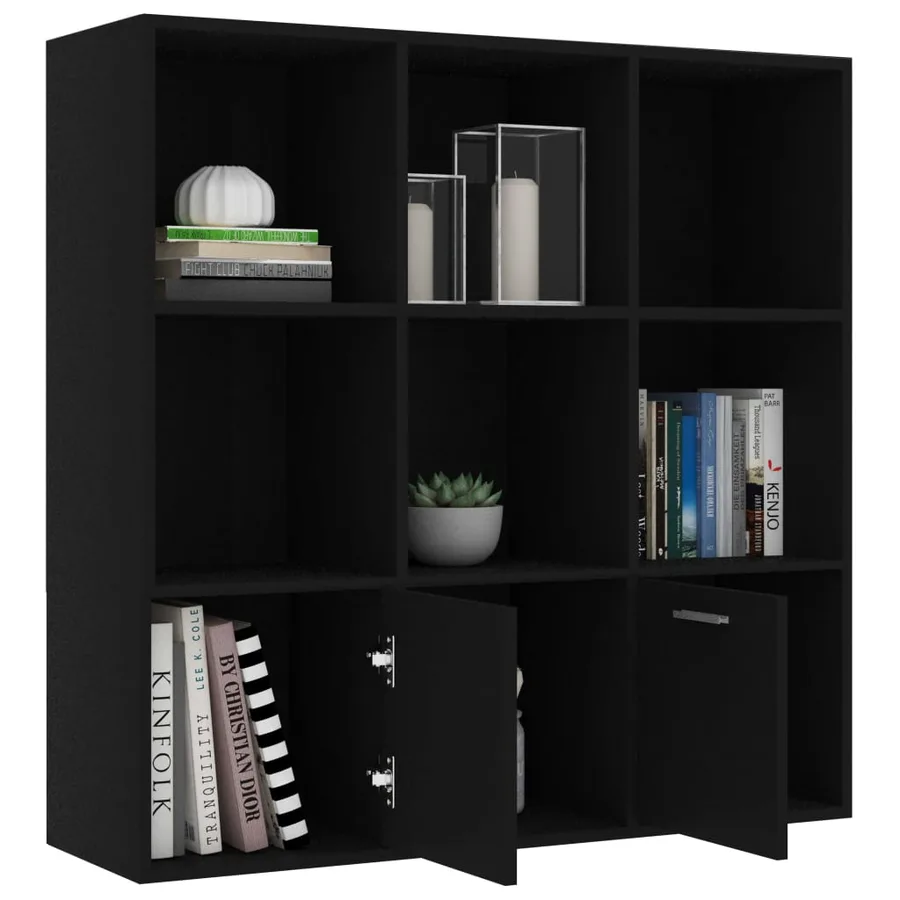 Bibliothèque Noir 98x30x98 cm Bois d’ingénierie - 6