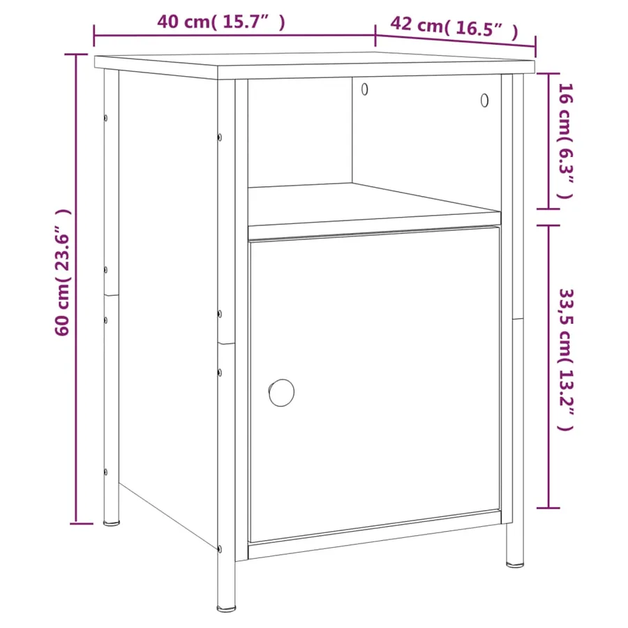 Table de chevet sonoma gris 40x42x60 cm bois d'ingénierie - 12