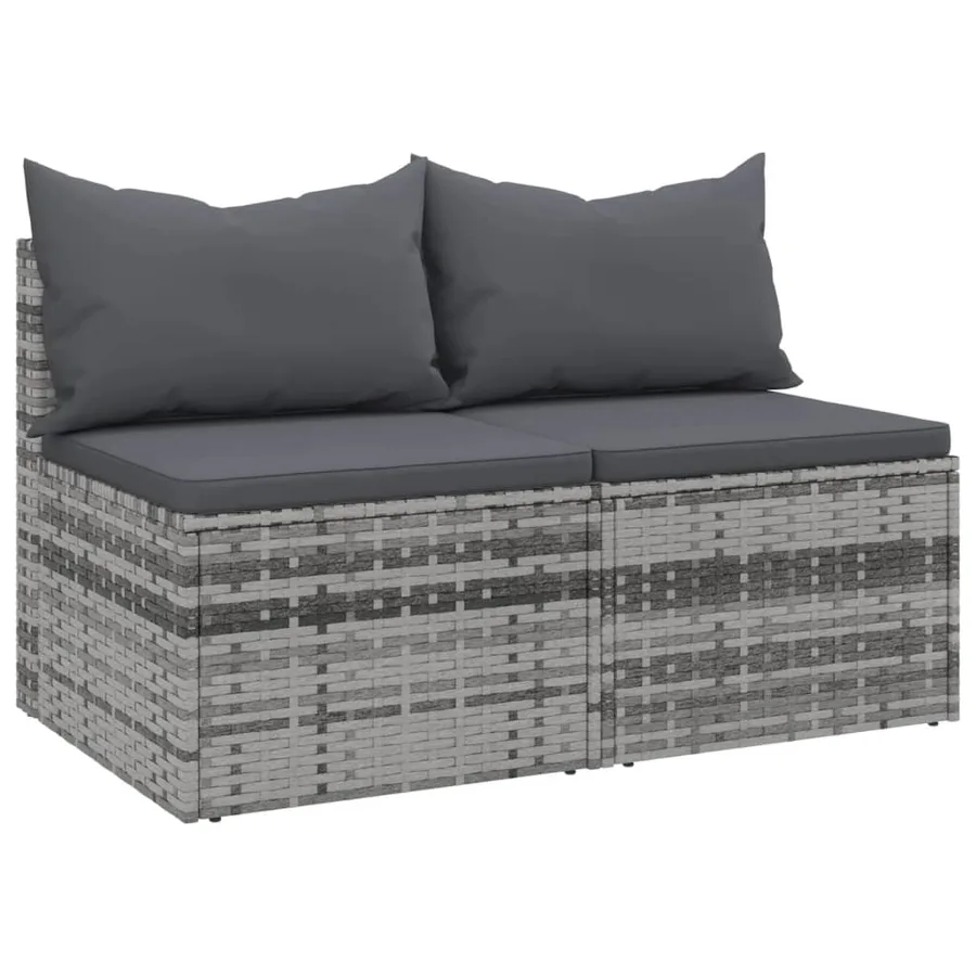 Canapés centraux de jardin et coussins 2pcs Gris Résine tressée - 2