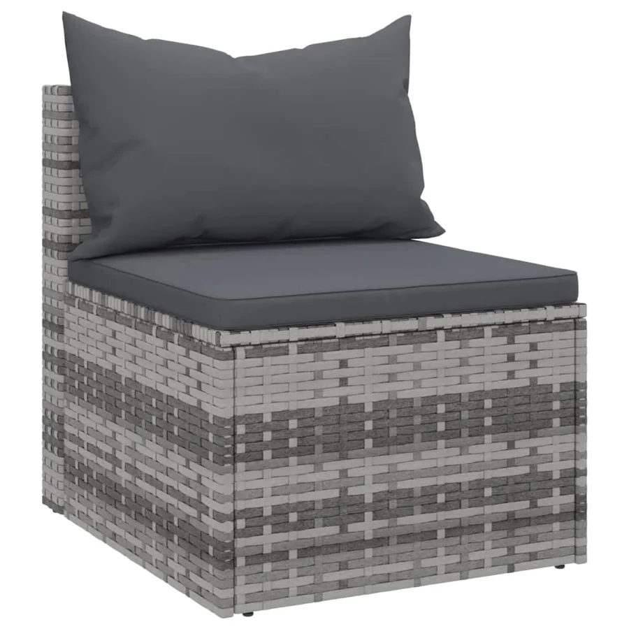 Canapés centraux de jardin et coussins 2pcs Gris Résine tressée - 3