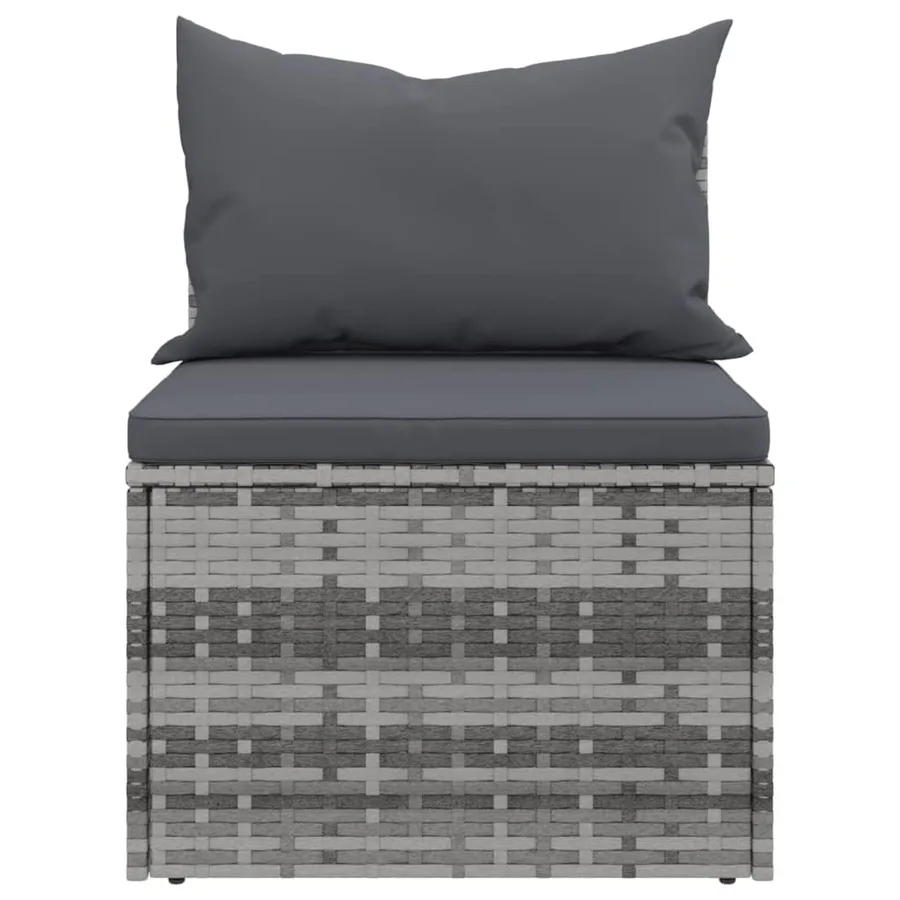 Canapés centraux de jardin et coussins 2pcs Gris Résine tressée - 5