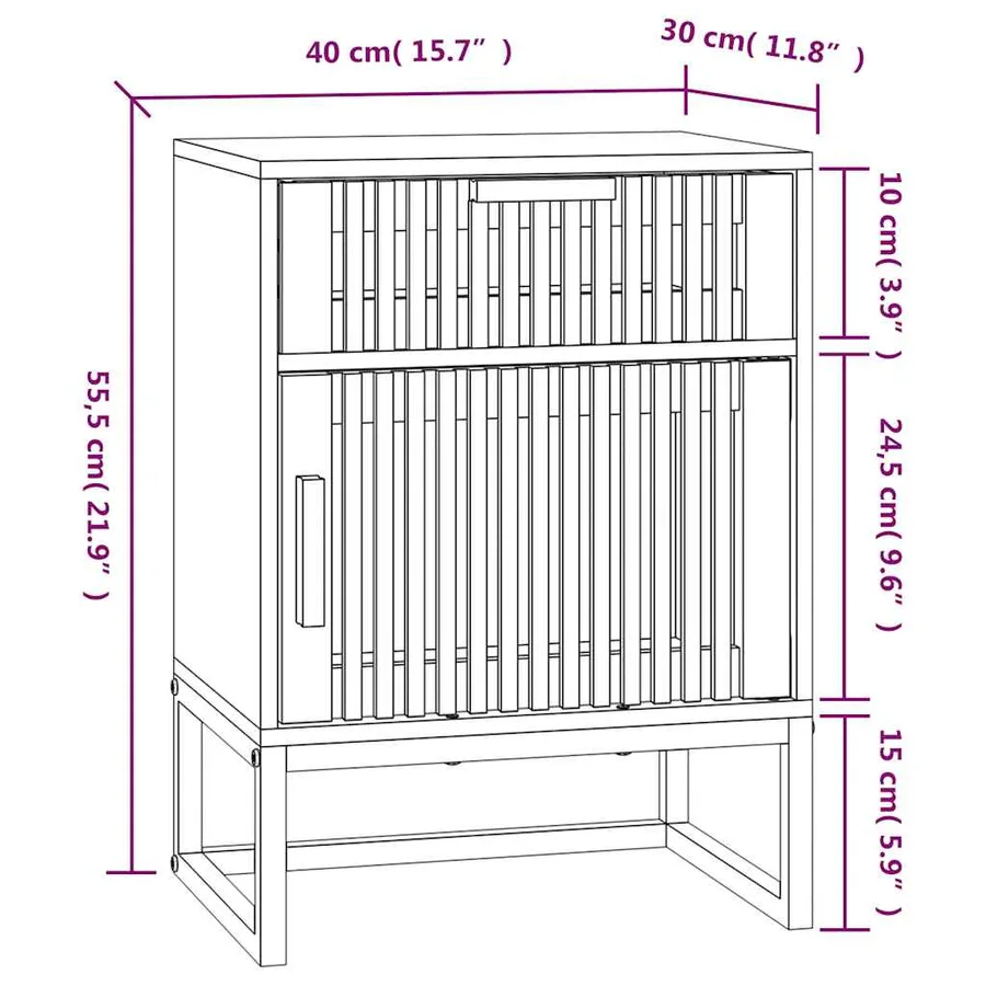 Tables de chevet 2 pcs 40x30x55,5 cm bois ingénierie et fer - 11