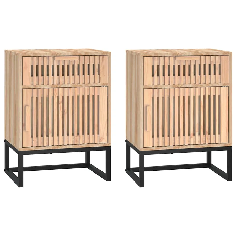 Tables de chevet 2 pcs 40x30x55,5 cm bois ingénierie et fer - 2