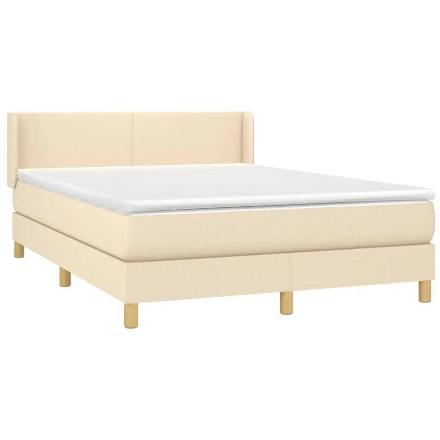 Sommier à lattes de lit avec matelas Crème 140x200 cm Tissu - 3