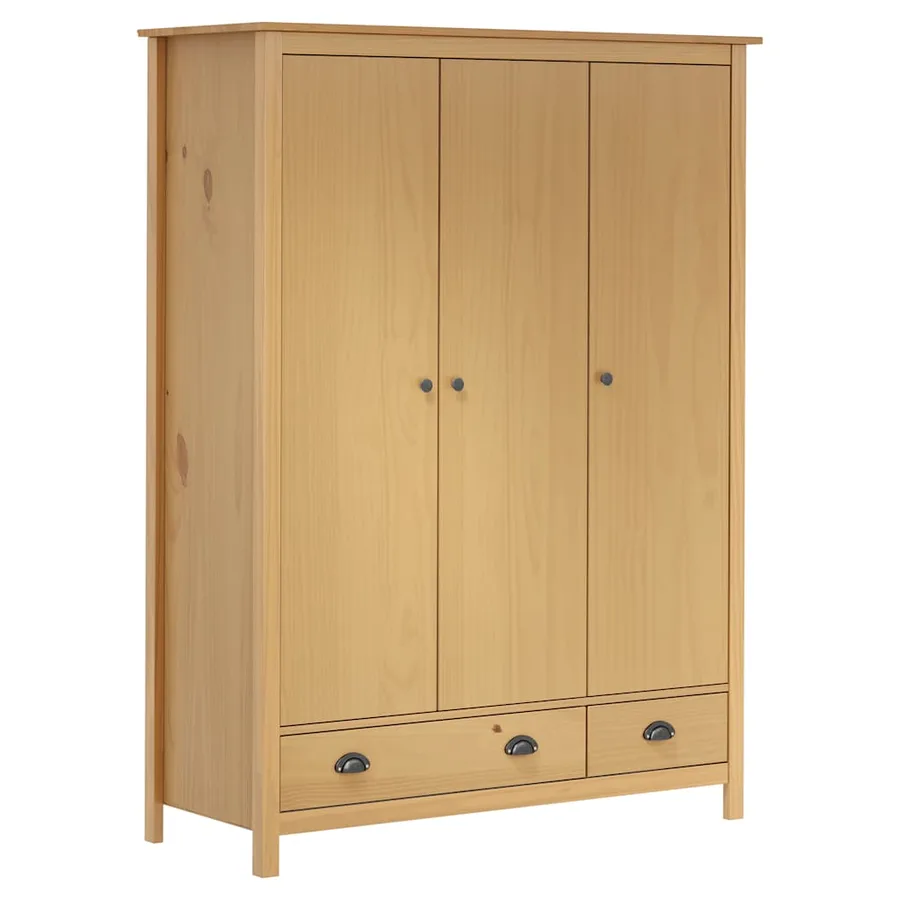Garde-robe à 3 portes Hill 127x50x170 cm Pin solide - 2