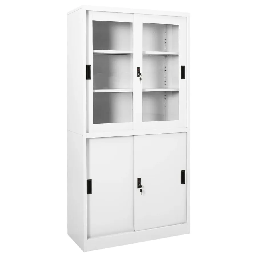 Armoire de bureau et porte coulissante Blanc 90x40x180 cm Acier