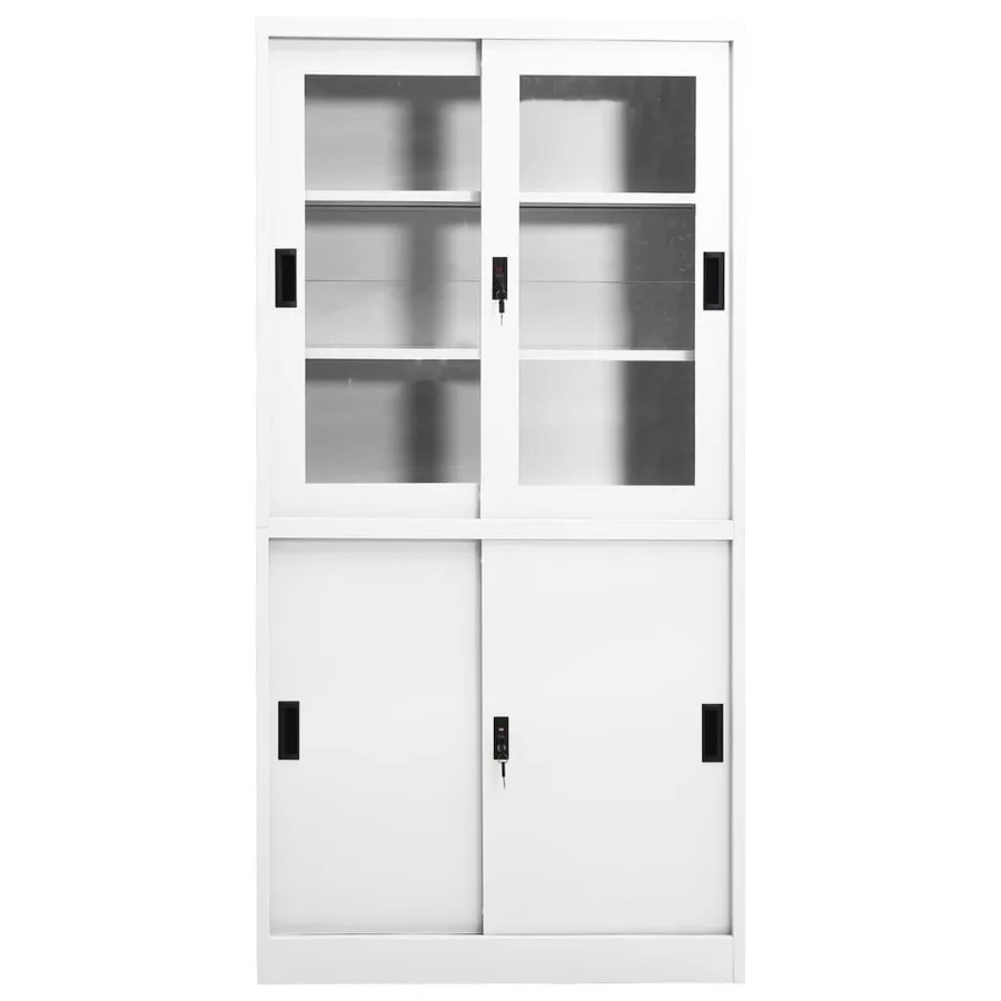 Armoire de bureau et porte coulissante Blanc 90x40x180 cm Acier - 2