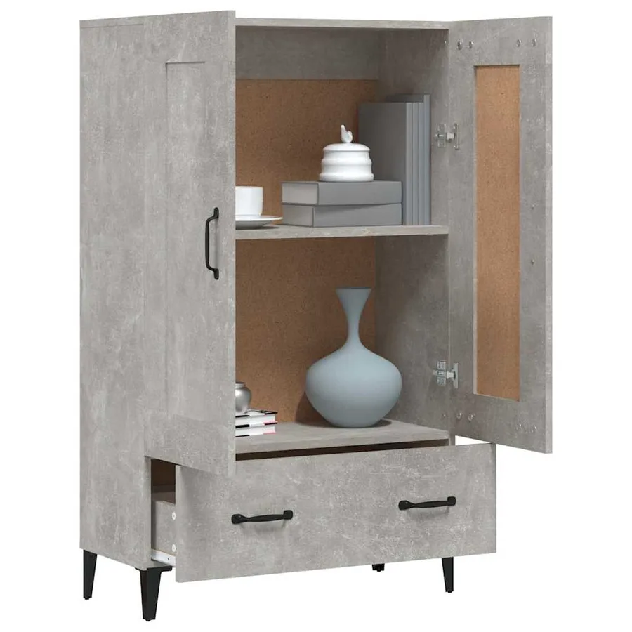 Buffet haut Gris béton 70x31x115 cm Bois d'ingénierie - 4