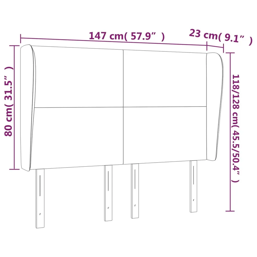 Tête de lit avec oreilles Crème 147x23x118/128 cm Tissu - 9